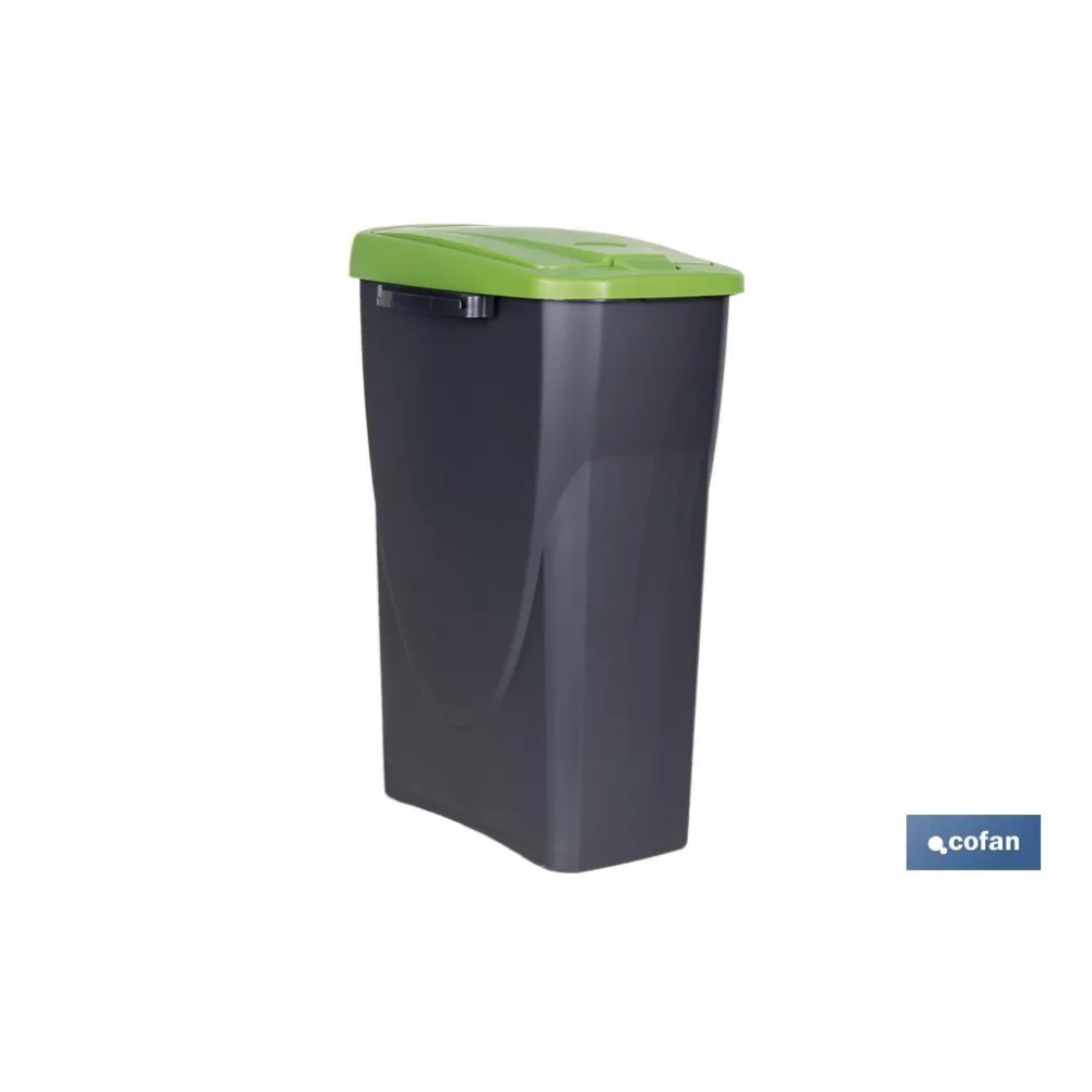 CUBO DE BASURA PARA RECICLAR 25 LITROS  COLOR VERDE 21.5 X 36 X 51 CM (PACK: 1 UDS) - Almacén de Ferretería Acor