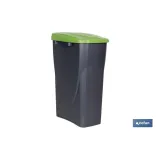 CUBO DE BASURA PARA RECICLAR 25 LITROS  COLOR VERDE 21.5 X 36 X 51 CM (PACK: 1 UDS) - Almacén de Ferretería Acor