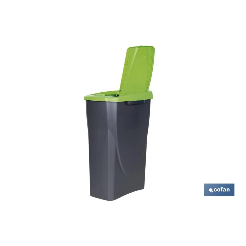 CUBO DE BASURA PARA RECICLAR 25 LITROS  COLOR VERDE 21.5 X 36 X 51 CM (PACK: 1 UDS) - Almacén de Ferretería Acor