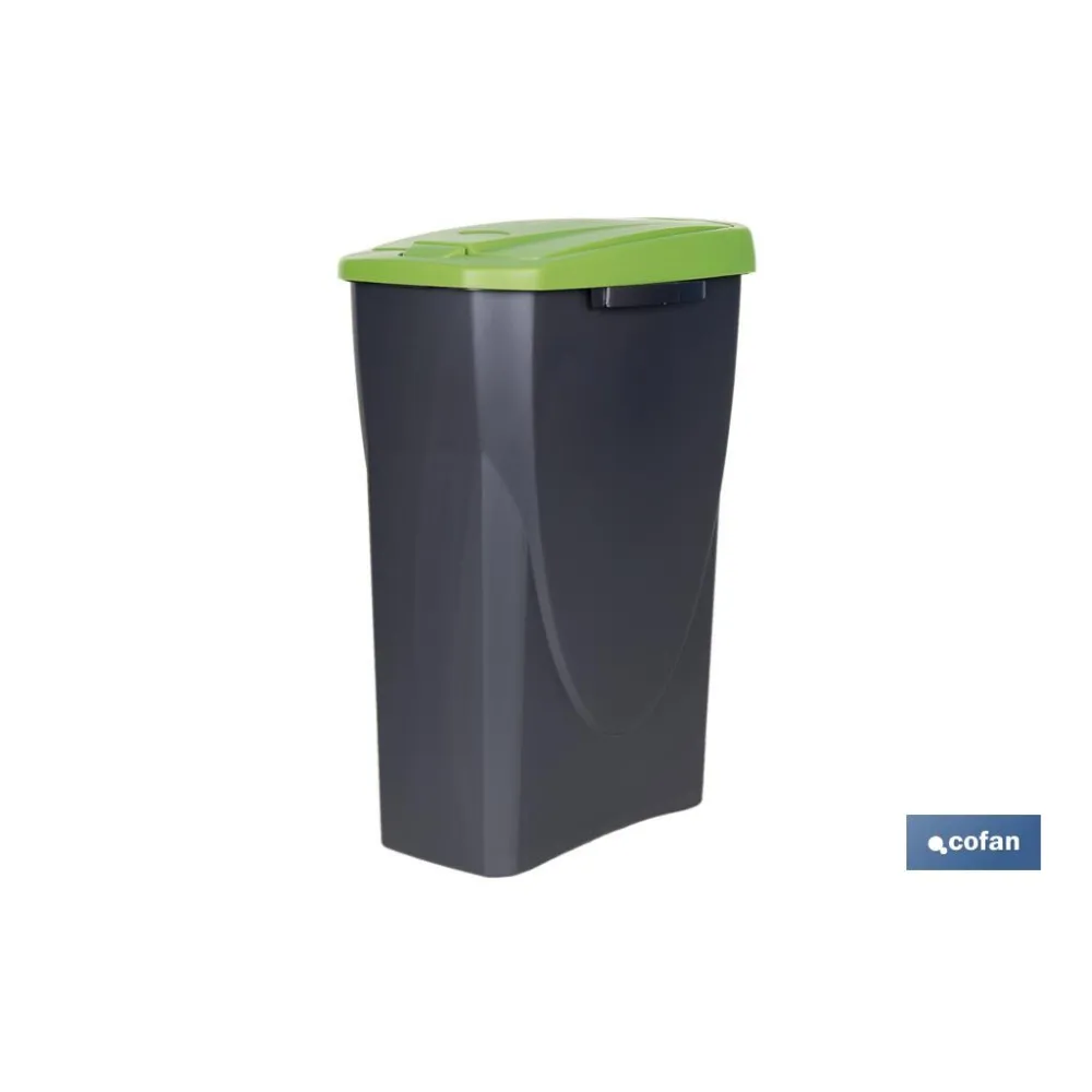 CUBO DE BASURA PARA RECICLAR 25 LITROS  COLOR VERDE 21.5 X 36 X 51 CM (PACK: 1 UDS) - Almacén de Ferretería Acor