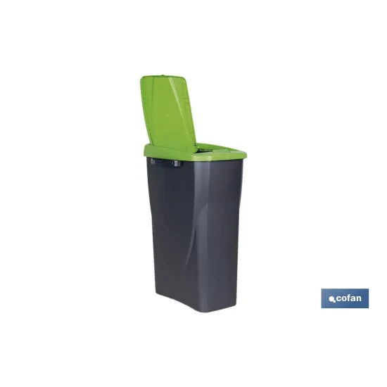 CUBO DE BASURA PARA RECICLAR 25 LITROS  COLOR VERDE 21.5 X 36 X 51 CM (PACK: 1 UDS) - Almacén de Ferretería Acor
