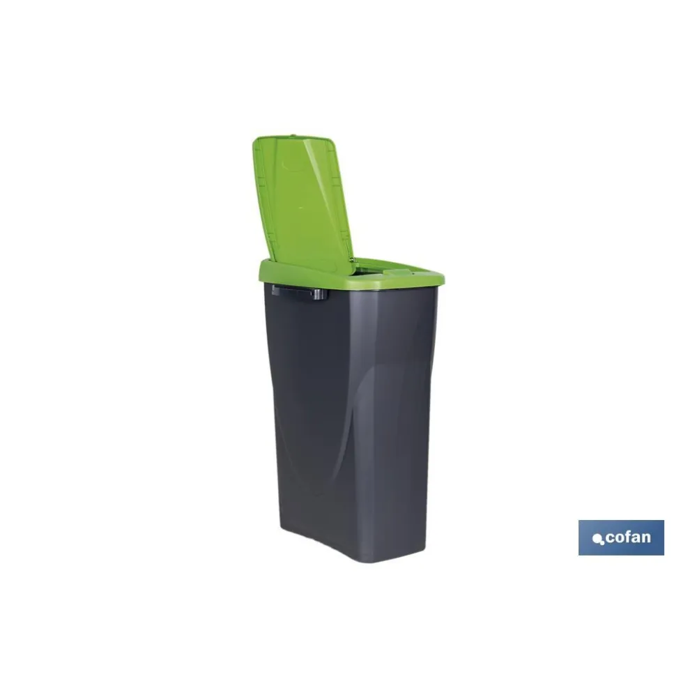 CUBO DE BASURA PARA RECICLAR 25 LITROS  COLOR VERDE 21.5 X 36 X 51 CM (PACK: 1 UDS) - Almacén de Ferretería Acor
