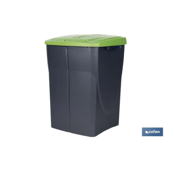 CUBO DE BASURA PARA RECICLAR 45 LITROS  COLOR VERDE 36.5 X 36 X 51  CM (PACK: 1 UDS) - Almacén de Ferretería Acor