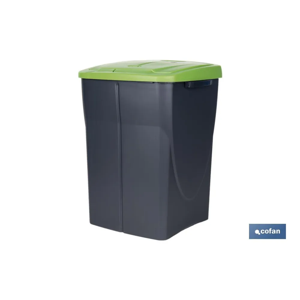 CUBO DE BASURA PARA RECICLAR 45 LITROS  COLOR VERDE 36.5 X 36 X 51  CM (PACK: 1 UDS) - Almacén de Ferretería Acor