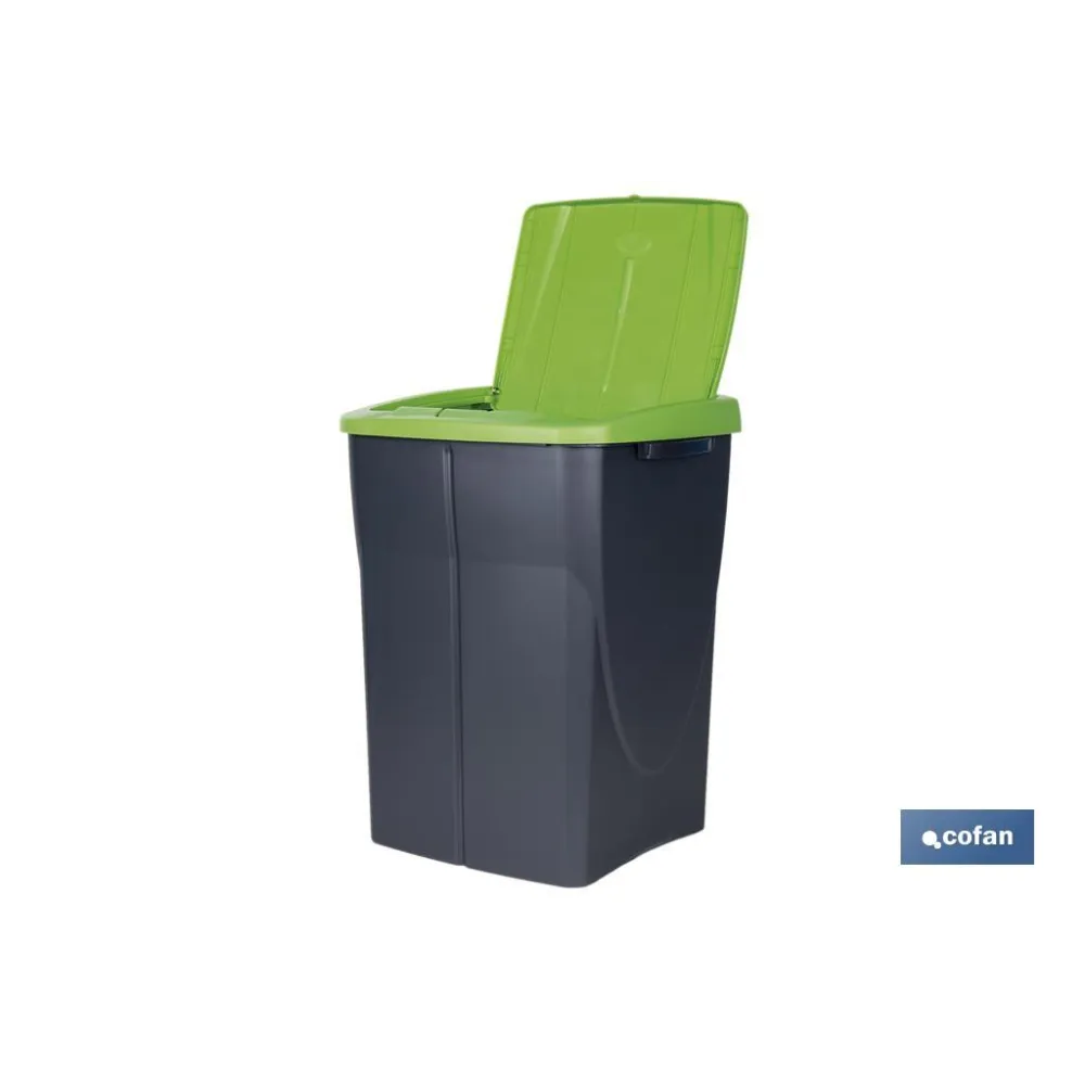 CUBO DE BASURA PARA RECICLAR 45 LITROS  COLOR VERDE 36.5 X 36 X 51  CM (PACK: 1 UDS) - Almacén de Ferretería Acor