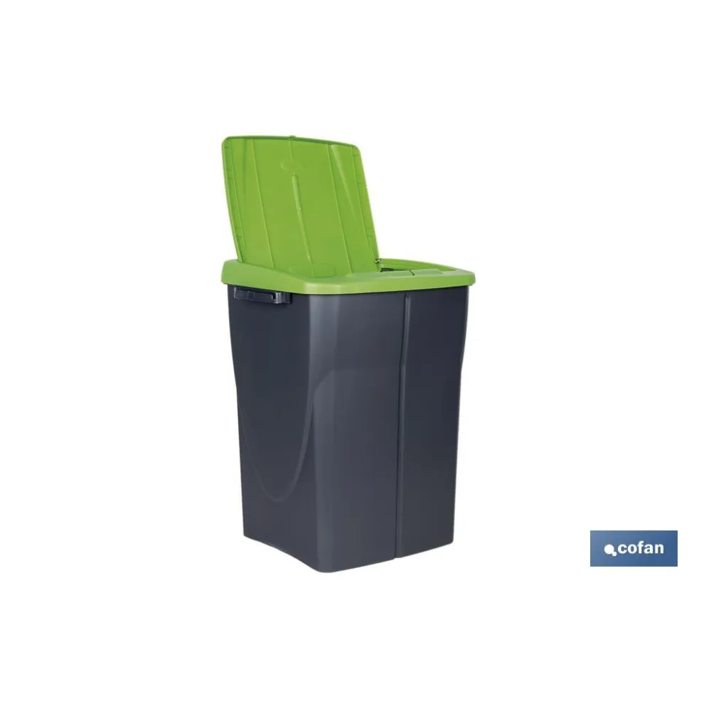 CUBO DE BASURA PARA RECICLAR 45 LITROS  COLOR VERDE 36.5 X 36 X 51  CM (PACK: 1 UDS) - Almacén de Ferretería Acor