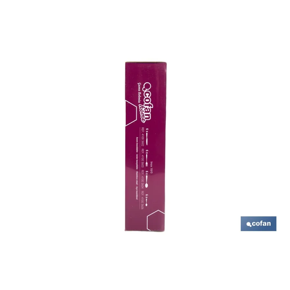 CUBERTERIA INOX MODELO BOLONIA 24 pcs C-18/0 2 mm (PACK: 1 UDS) - Almacén de Ferretería Acor