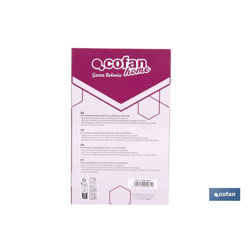 CUBERTERIA INOX MODELO BOLONIA 24 pcs C-18/0 2 mm (PACK: 1 UDS) - Almacén de Ferretería Acor