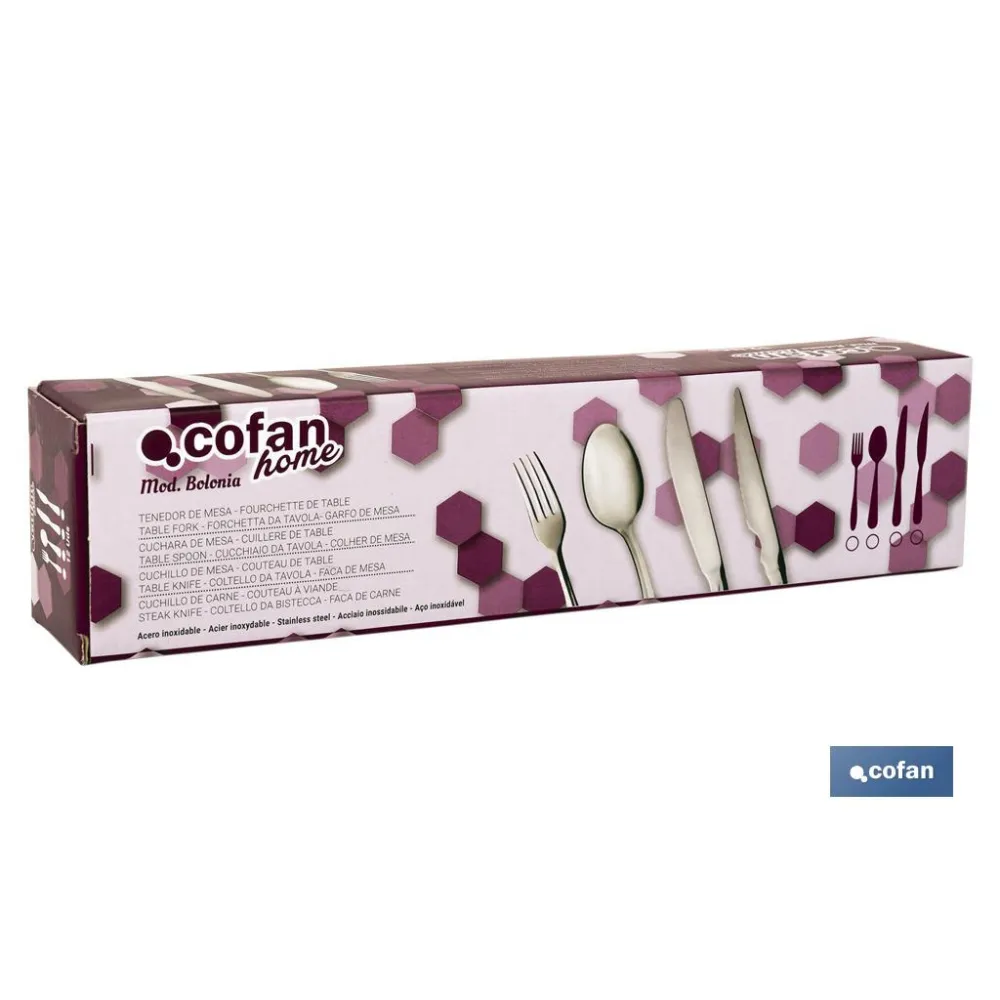 CAJA 12uds TENEDOR DE MESA INOX C-18/0 MODELO BOLONIA 2 mm (PACK: 1 UDS) - Almacén de Ferretería Acor