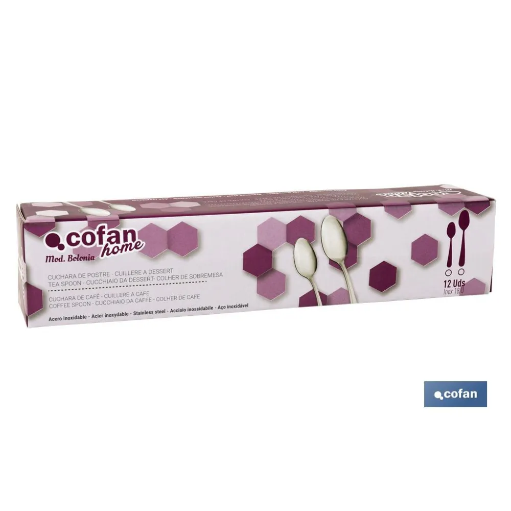 CAJA 12uds CUCHARA DE CAFÉ INOX C-18/0 MODELO BOLONIA 1.5 mm (PACK: 1 UDS) - Almacén de Ferretería Acor