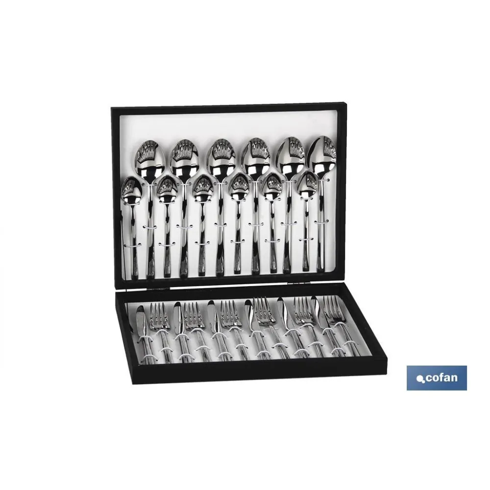 CUBERTERIA INOX MODELO BARI 24 pcs C-18/10 2,5 mm (PACK: 1 UDS) - Almacén de Ferretería Acor