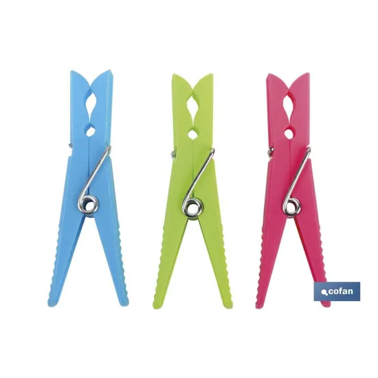 PACK 24 UDS PINZAS PLÁSTICO STANDAR 7cm (PACK: 1 UDS) - Almacén de Ferretería Acor