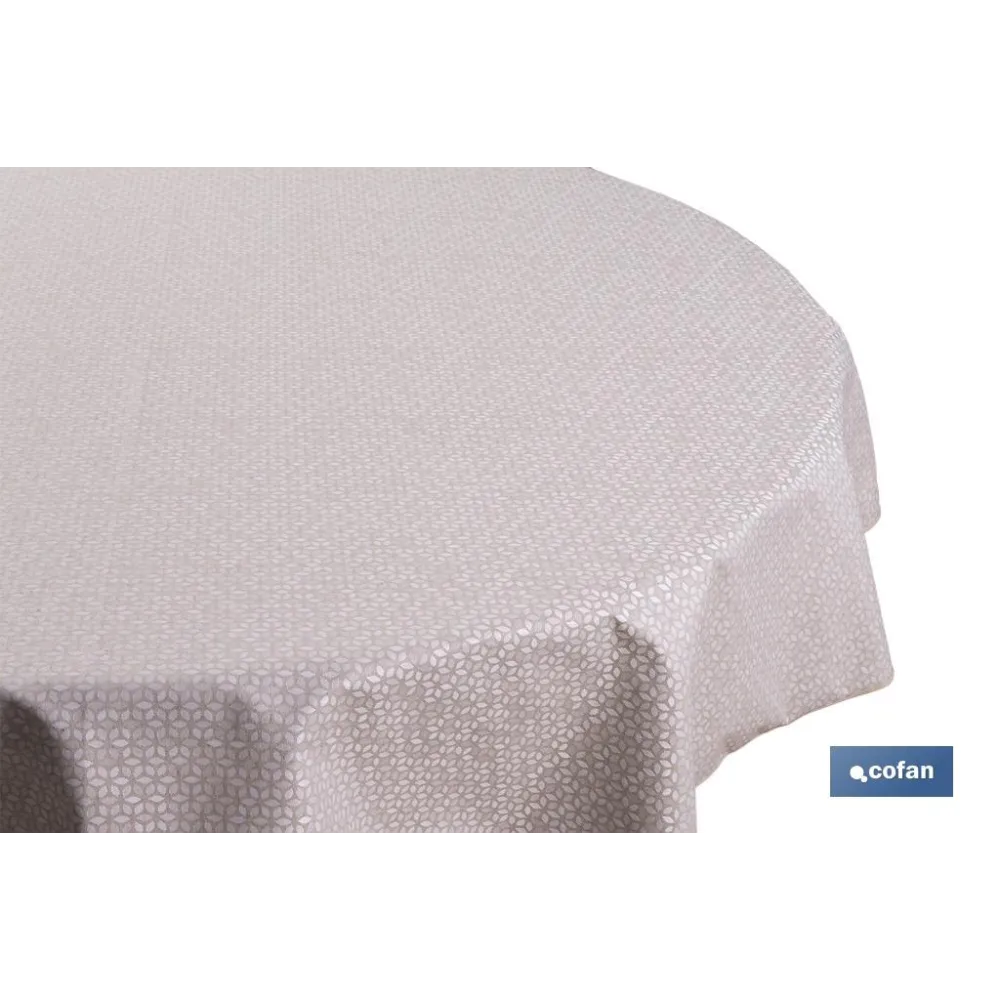 MANTEL REDONDO PÉTALOS ANTIMANCHAS RESINADO JACQUARD CONFECCIONADO 50 % ALGODÓN 50 % POLIÉSTER - Almacén de Ferretería Acor