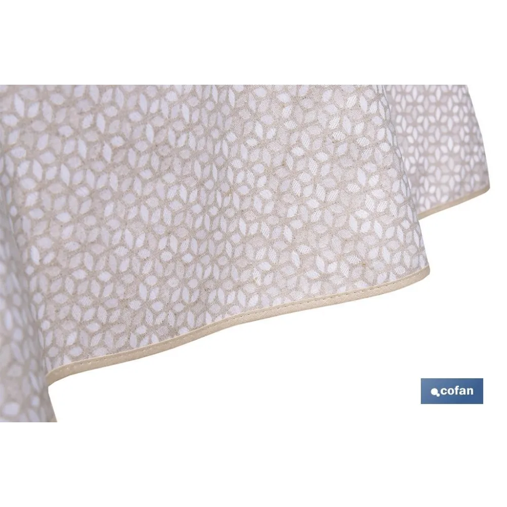 MANTEL REDONDO PÉTALOS ANTIMANCHAS RESINADO JACQUARD CONFECCIONADO 50 % ALGODÓN 50 % POLIÉSTER - Almacén de Ferretería Acor