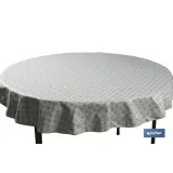 MANTEL REDONDO ARCOS VERDES ANTIMANCHAS RESINADO JACQUARD CONFECCIONADO 50% ALGODÓN 50% - Almacén de Ferretería Acor