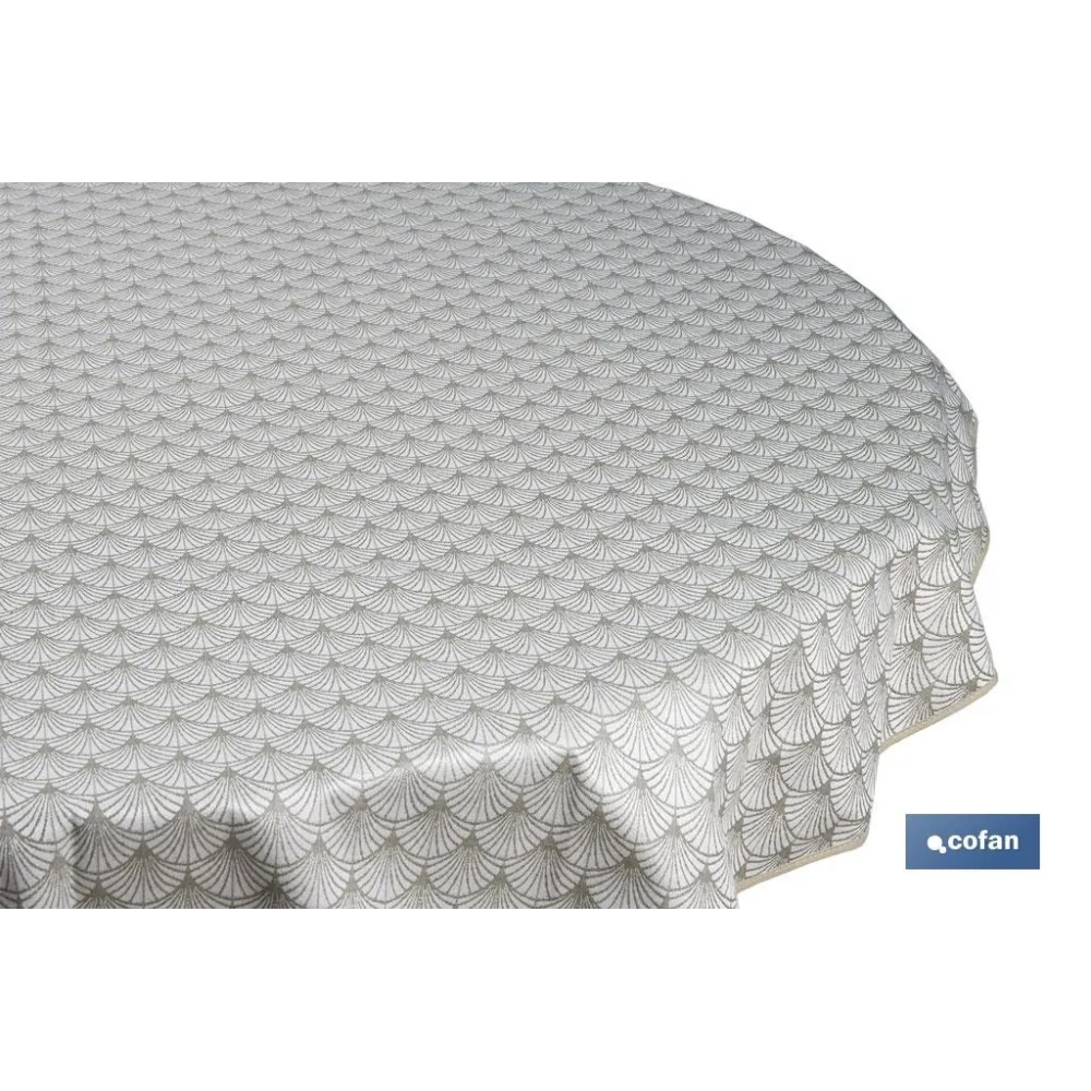 MANTEL REDONDO ARCOS VERDES ANTIMANCHAS RESINADO JACQUARD CONFECCIONADO 50% ALGODÓN 50% - Almacén de Ferretería Acor