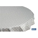 MANTEL REDONDO ARCOS VERDES ANTIMANCHAS RESINADO JACQUARD CONFECCIONADO 50% ALGODÓN 50% - Almacén de Ferretería Acor