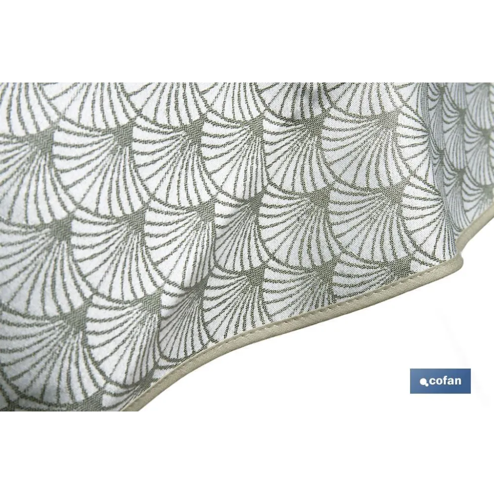 MANTEL REDONDO ARCOS VERDES ANTIMANCHAS RESINADO JACQUARD CONFECCIONADO 50% ALGODÓN 50% - Almacén de Ferretería Acor