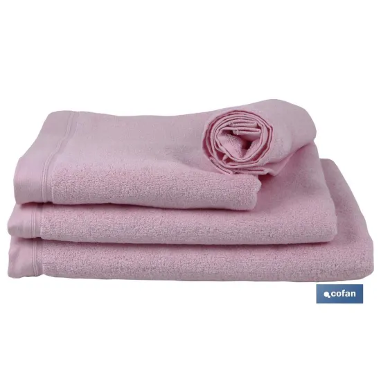 TOALLA BAÑO ROSA CLARO GR.580/M2 GAMA  FLOR 100X150cm (PACK: 1 UDS) - Almacén de Ferretería Acor