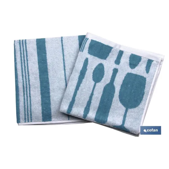 PACK 2 PAÑOS COCINA 50x50 AZUL (PACK: 1 UDS) - Almacén de Ferretería Acor