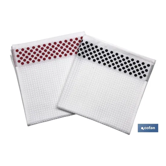 PACK 2 PAÑOS COCINA 50x50 NEGRO/ROJO (PACK: 1 UDS) - Almacén de Ferretería Acor