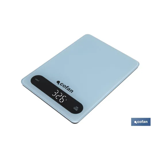 BÁSCULA DE COCINA DIGITAL 10 KG COLOR AZUL (PACK: 1 UDS) - Almacén de Ferretería Acor