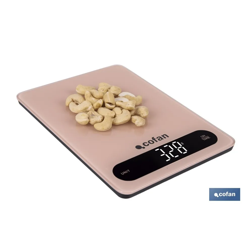 BÁSCULA DE COCINA DIGITAL 10 KG COLOR NARANJA PASTEL (PACK: 1 UDS) - Almacén de Ferretería Acor