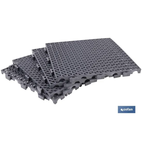 SET DE 4 UDS. LOSETA ALVEOLADA GRIS OSCURO DE PVC 33 X 33 X 2 CM (PACK: 1 UDS) - Almacén de Ferretería Acor
