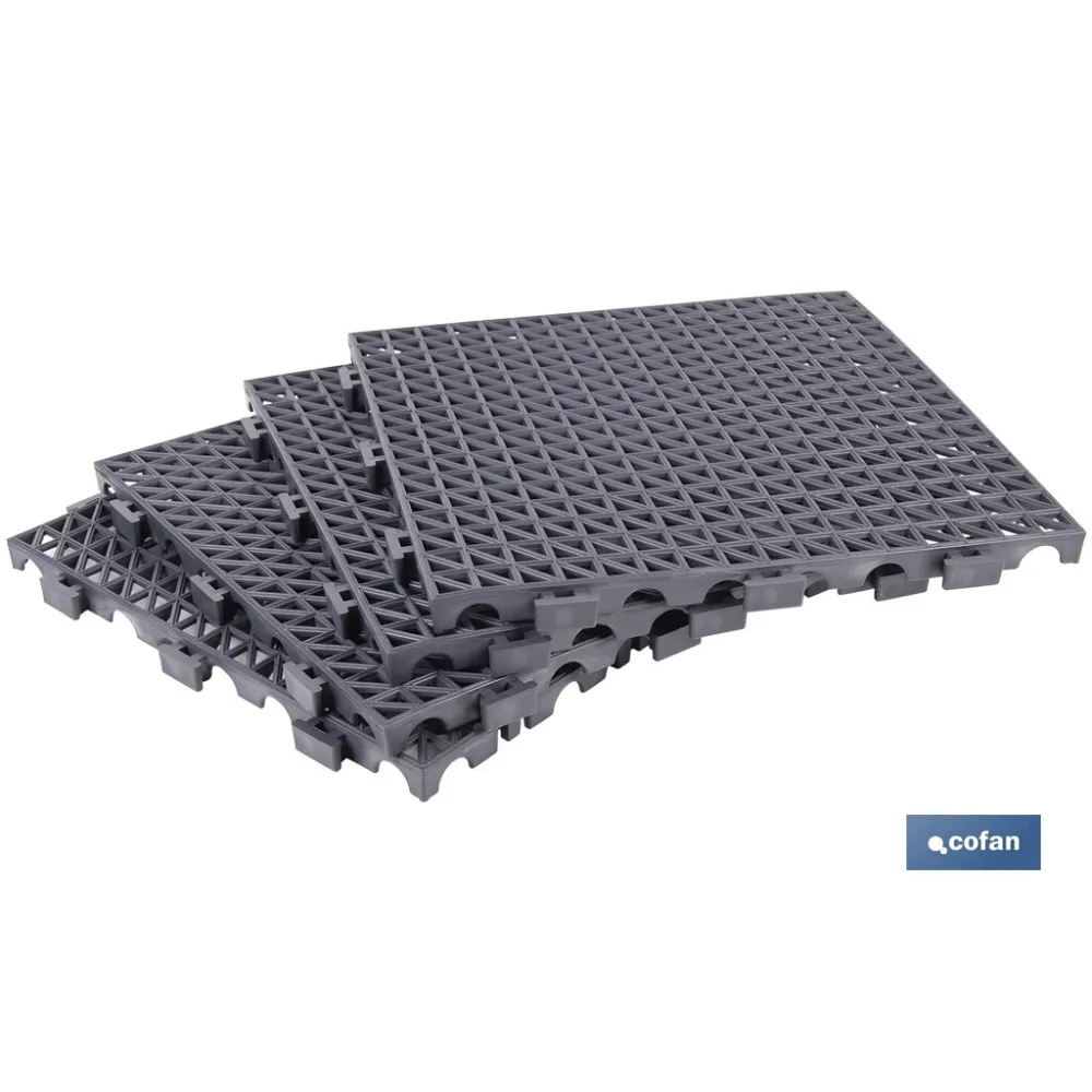SET DE 4 UDS. LOSETA ALVEOLADA GRIS OSCURO DE PVC 33 X 33 X 2 CM (PACK: 1 UDS) - Almacén de Ferretería Acor
