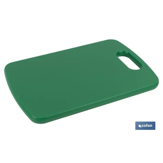 TABLA CORTE CON ASA VERDE 30X20X1.5cm MODELO CHIPS (PACK: 1 UDS) - Almacén de Ferretería Acor
