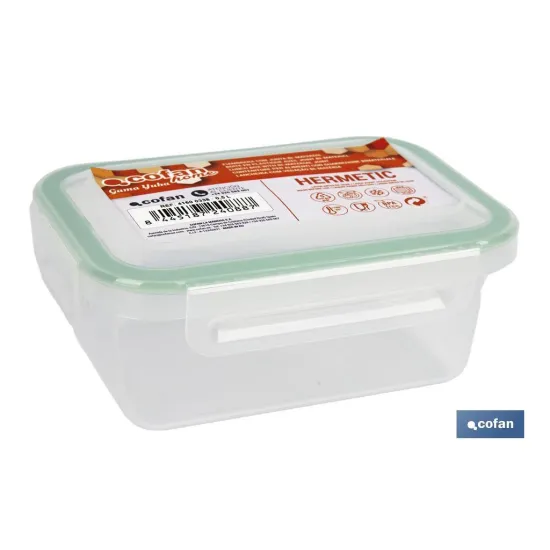 FIAMBRERA VERDE RECTANGULAR CON JUNTA BI-MATERIA MODELO YUBA 1,4 L (PACK: 1 UDS) - Almacén de Ferretería Acor