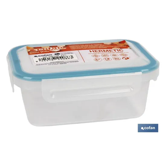 FIAMBRERA AZUL RECTANGULAR CON JUNTA BI-MATERIA MODELO YUBA 0,5 L (PACK: 1 UDS) - Almacén de Ferretería Acor