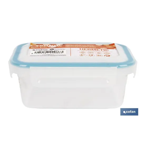 FIAMBRERA AZUL RECTANGULAR CON JUNTA BI-MATERIA MODELO YUBA 0,5 L (PACK: 1 UDS) - Almacén de Ferretería Acor