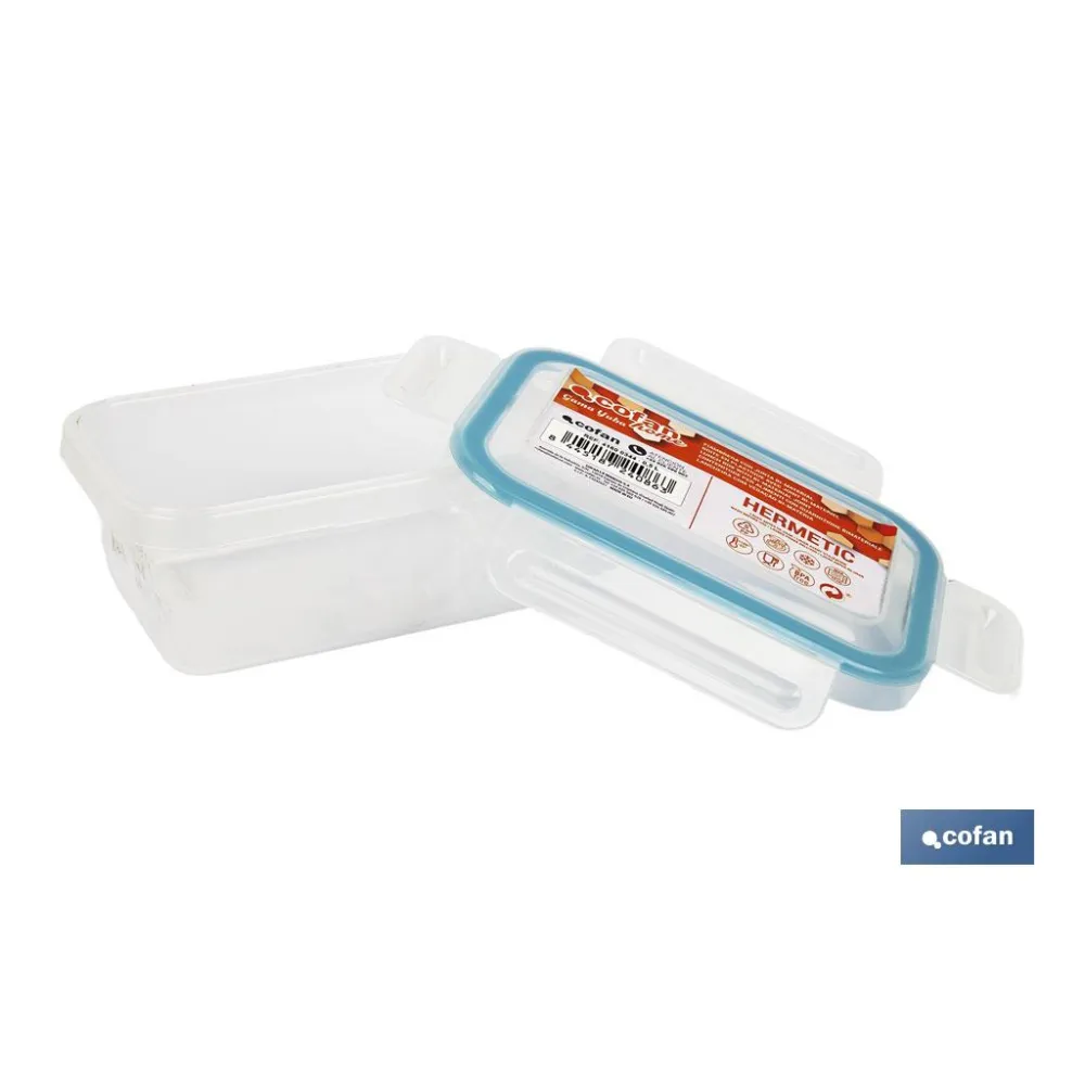 FIAMBRERA AZUL RECTANGULAR CON JUNTA BI-MATERIA MODELO YUBA 0,5 L (PACK: 1 UDS) - Almacén de Ferretería Acor