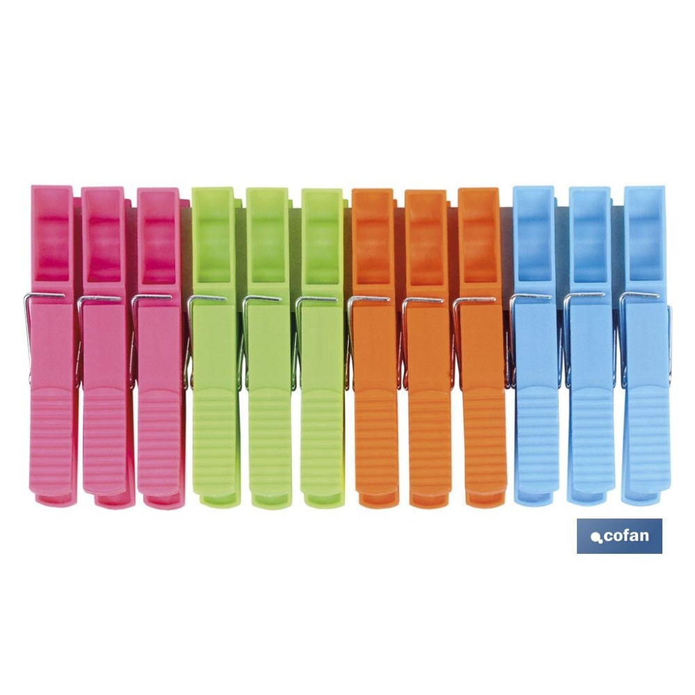 PACK 12 UDS PINZAS PLÁSTICO GRANDES 9cm