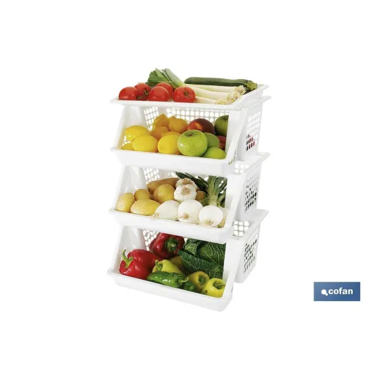 VERDULERO BLANCO 3 CESTAS  62X39X32 cm (PACK: 1 UDS) - Almacén de Ferretería Acor