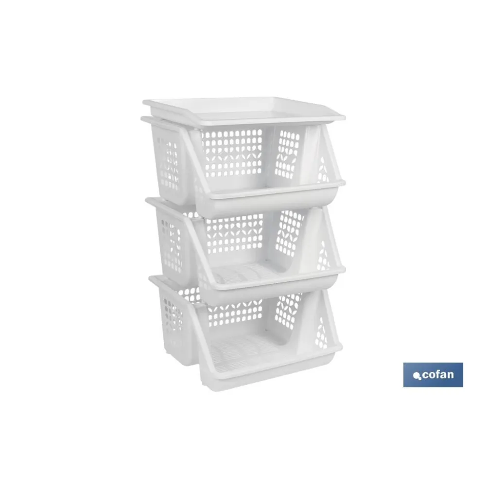 VERDULERO BLANCO 3 CESTAS  62X39X32 cm (PACK: 1 UDS) - Almacén de Ferretería Acor