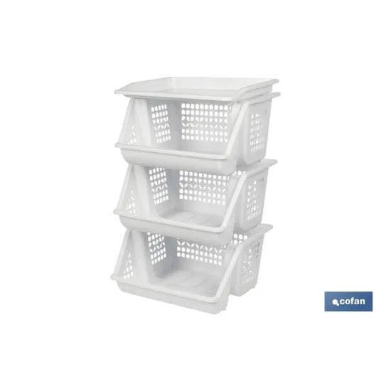 VERDULERO BLANCO 3 CESTAS  62X39X32 cm (PACK: 1 UDS) - Almacén de Ferretería Acor