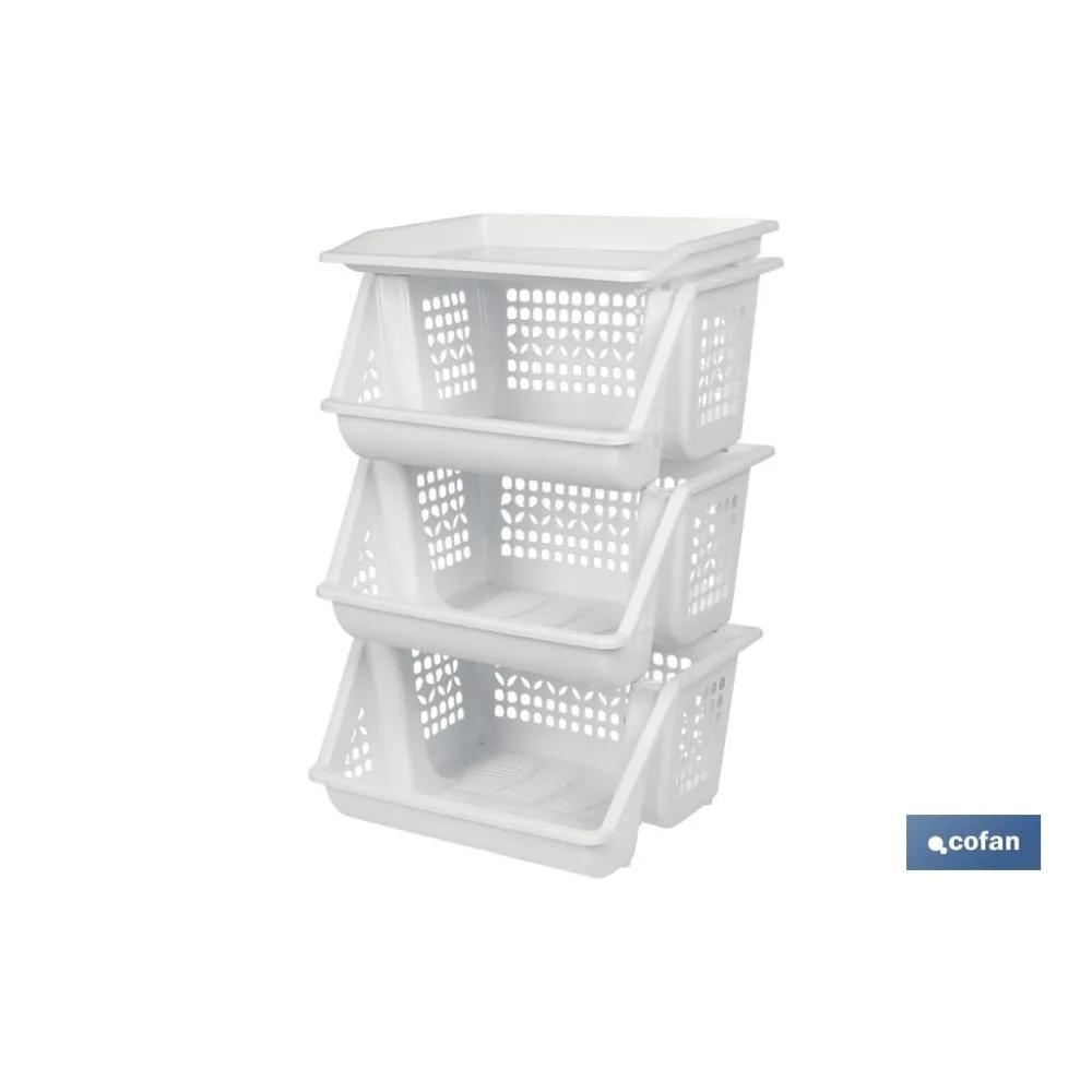 VERDULERO BLANCO 3 CESTAS  62X39X32 cm (PACK: 1 UDS) - Almacén de Ferretería Acor