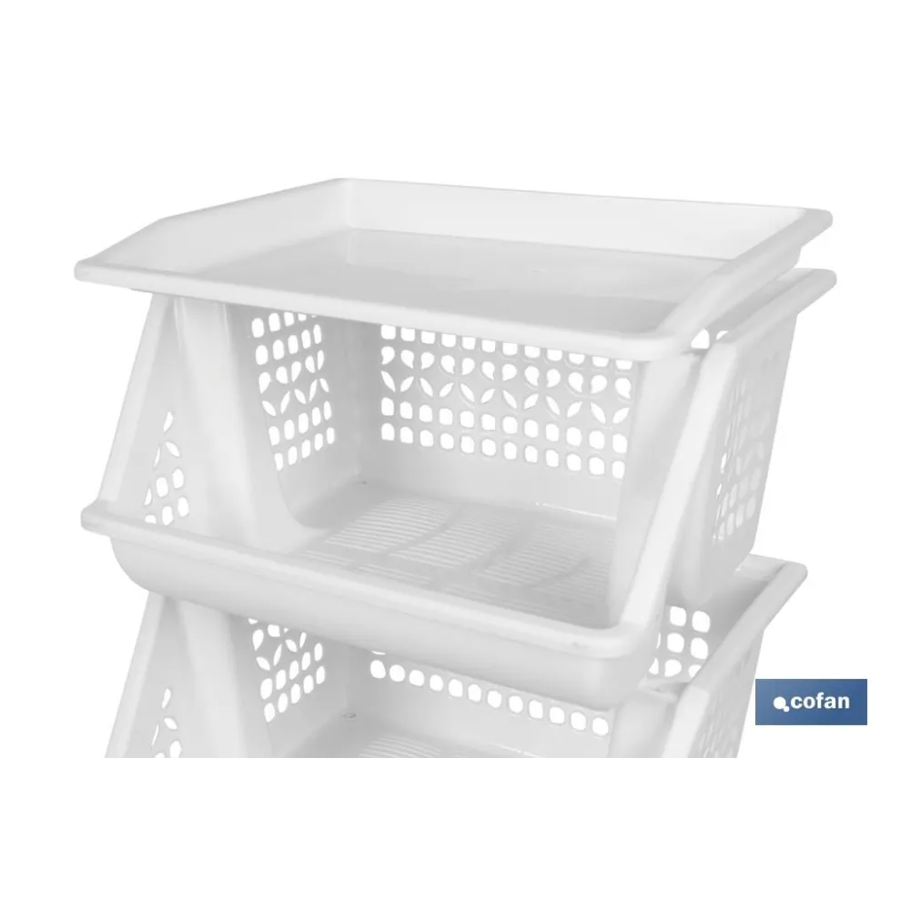 VERDULERO BLANCO 3 CESTAS  62X39X32 cm (PACK: 1 UDS) - Almacén de Ferretería Acor
