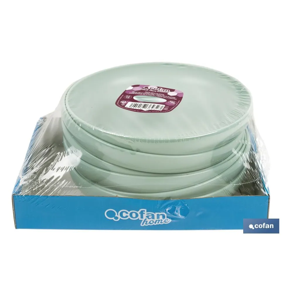 PLATO VERDE AGUA 20cm MODELO NARA 850ml (PACK: 6 UDS) - Almacén de Ferretería Acor