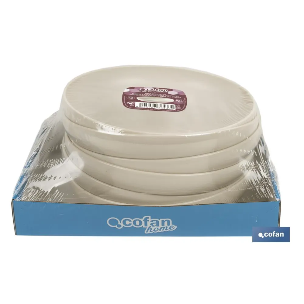 PLATO BEIGE 20cm MODELO NARA 850ml (PACK: 6 UDS) - Almacén de Ferretería Acor