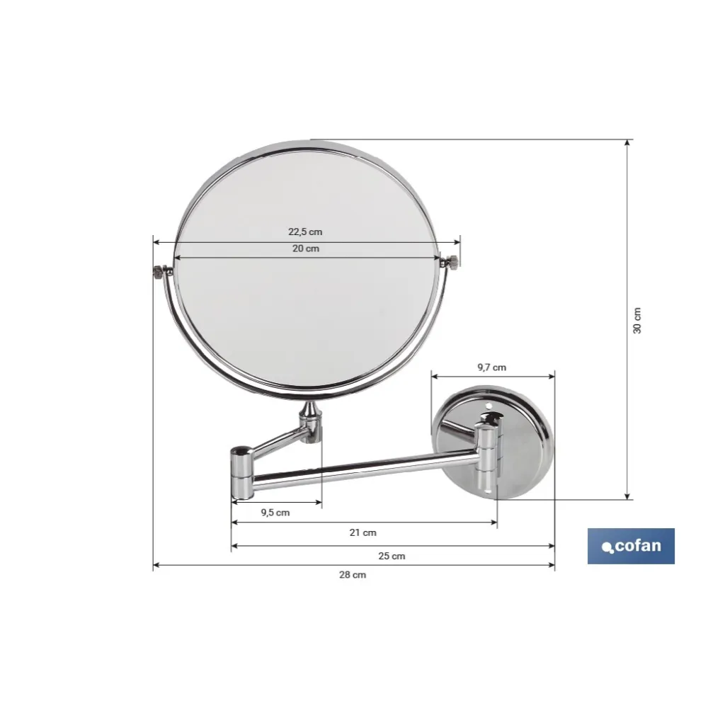 ESPEJO REDONDO BAÑO AUMENTO 3x GAMA LAGOA INOX 304 (PACK: 1 UDS) - Almacén de Ferretería Acor