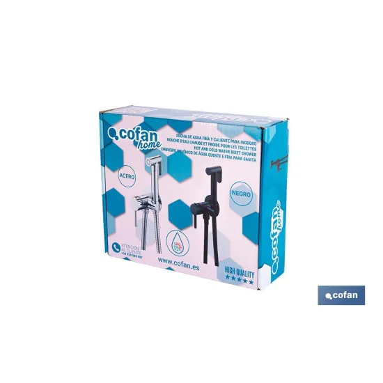 DUCHA HIGIÉNICA PARA INODORO AGUA FRÍA Y CALIENTE COLOR NEGRO 13 X 7,5 X 10 CM (PACK: 1 UDS) - Almacén de Ferretería Acor