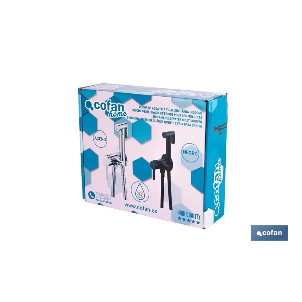 DUCHA HIGIÉNICA PARA INODORO AGUA FRÍA Y CALIENTE COLOR NEGRO 13 X 7,5 X 10 CM (PACK: 1 UDS) - Almacén de Ferretería Acor