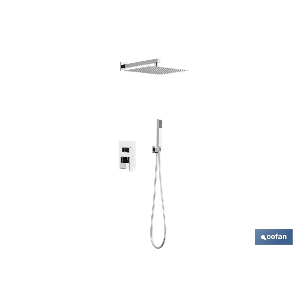 CONJUNTO DE DUCHA EMPOTRADA MONOMANDO CUADRADA CROMADA (PACK: 1 UDS) - Almacén de Ferretería Acor