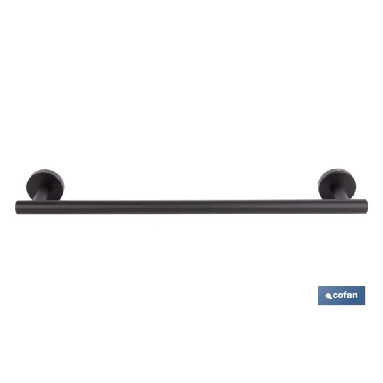 TOALLERO NEGRO MATE DE ACERO CON DISEÑO REDONDO GAMA RIBEIRA 45 X 8 X 5 CM (PACK: 1 UDS) - Almacén de Ferretería Acor