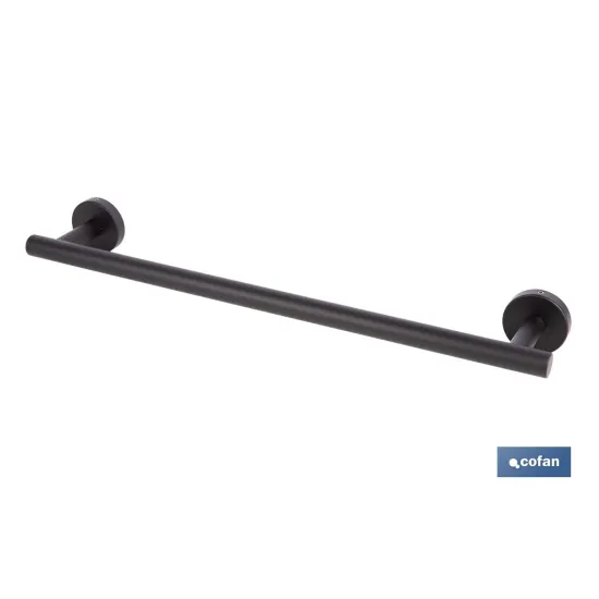 TOALLERO NEGRO MATE DE ACERO CON DISEÑO REDONDO GAMA RIBEIRA 45 X 8 X 5 CM (PACK: 1 UDS) - Almacén de Ferretería Acor