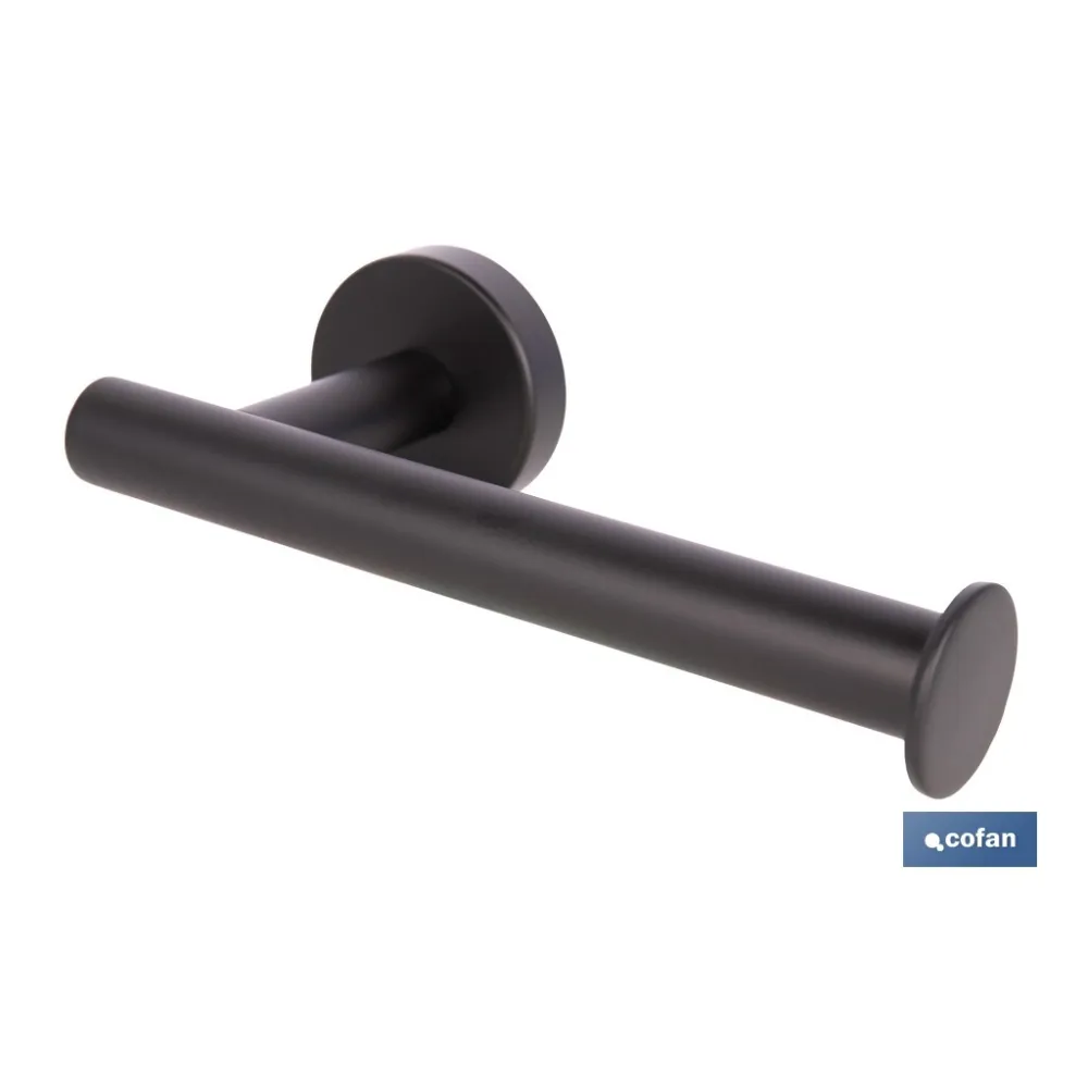 PORTARROLLOS/TOALLERO NEGRO MATE DE ACERO CON DISEÑO REDONDO GAMA RIBEIRA 16,5 X 8 X 5 CM - Almacén de Ferretería Acor