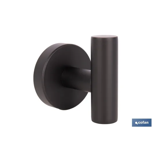 PERCHA NEGRA MATE DE ACERO CON DISEÑO REDONDO GAMA RIBEIRA 5 X 5 X 6 CM (PACK: 1 UDS) - Almacén de Ferretería Acor